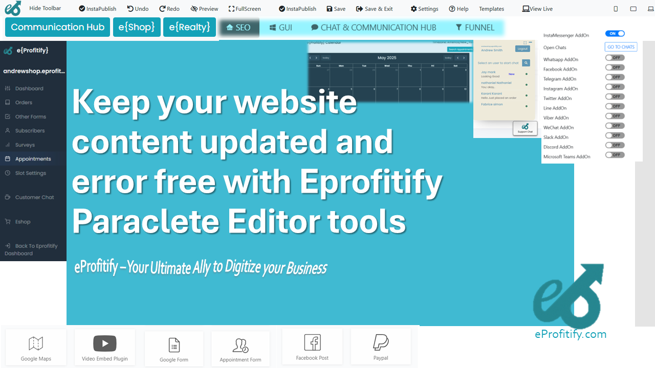 Keep your website content updated and error free with Eprofitify Paraclete Editor tools